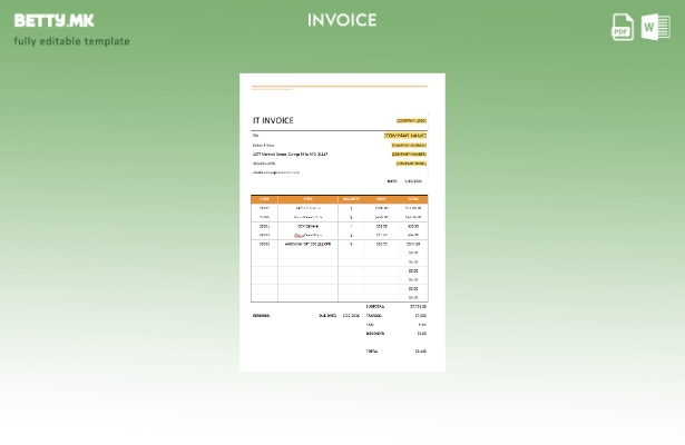 едноставен шаблон за ИТ фактура во модерен стил